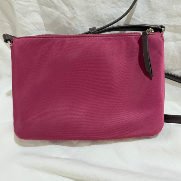 Kate Spade NY Pink Triple Gusset Nylon/Leather Crossbody bag 9.5 X 4 X 7 NWOT - Picture 13 of 16